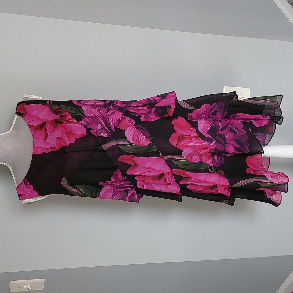 NWT SLNY floral tiered dress, size 14